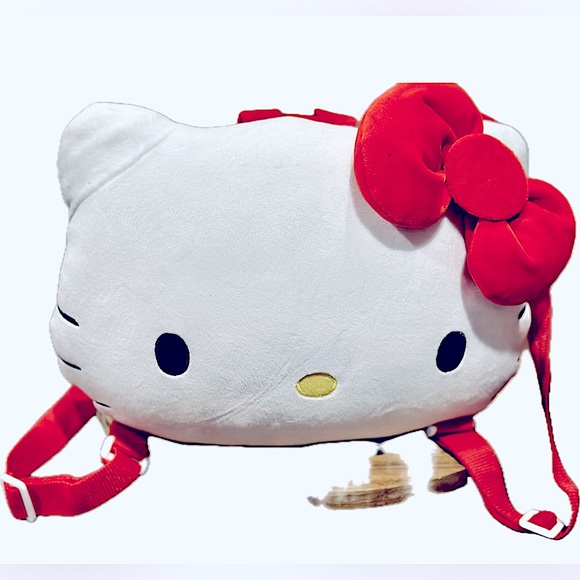 Hello Kitty Red Bow / Head Shaped Plush Backpack - Size Large 10x13" - Picture 1 of 6